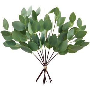 GREENTIME 8 Pack Artificial Greenery Stems 13 Inches Faux Eucalyptus Leaves Stems for Vase Bridal Wedding Bouquet Table Centerpiece DIY Wreath Decor (Hgreen)
