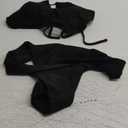 Meetall Cheeky High Cut Triangle Bikini Sets for Women Cute Halter Top Swimsuits 2 Piece (Large, Black)