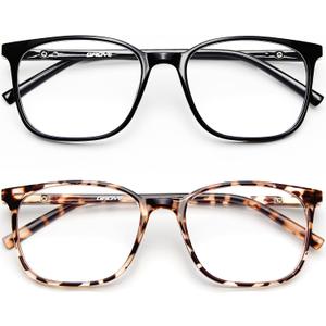 Gaoye Ultralight Blue Light Glasses for Women - Computer Protection Glasses for All Day Comfort - Anti UV Glare & Eyestrain (Light Black & Leopard)