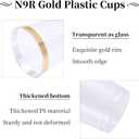 N9R 72PCS Gold Plastic Cups, 12OZ Clear Plastic Cups with Gold Rim, Disposable Cups Perfect for Parties, Wedding and Birthday