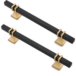 15 Pack 5 Inch Black and Gold Cabinet Pulls Black and Gold Cabinet Handles Kitchen Cabinet Handles Dresser Drawer Pulls Kitchen Cabinet Hardware (5 inch (128mm) hole center, Black & Matte Gold)