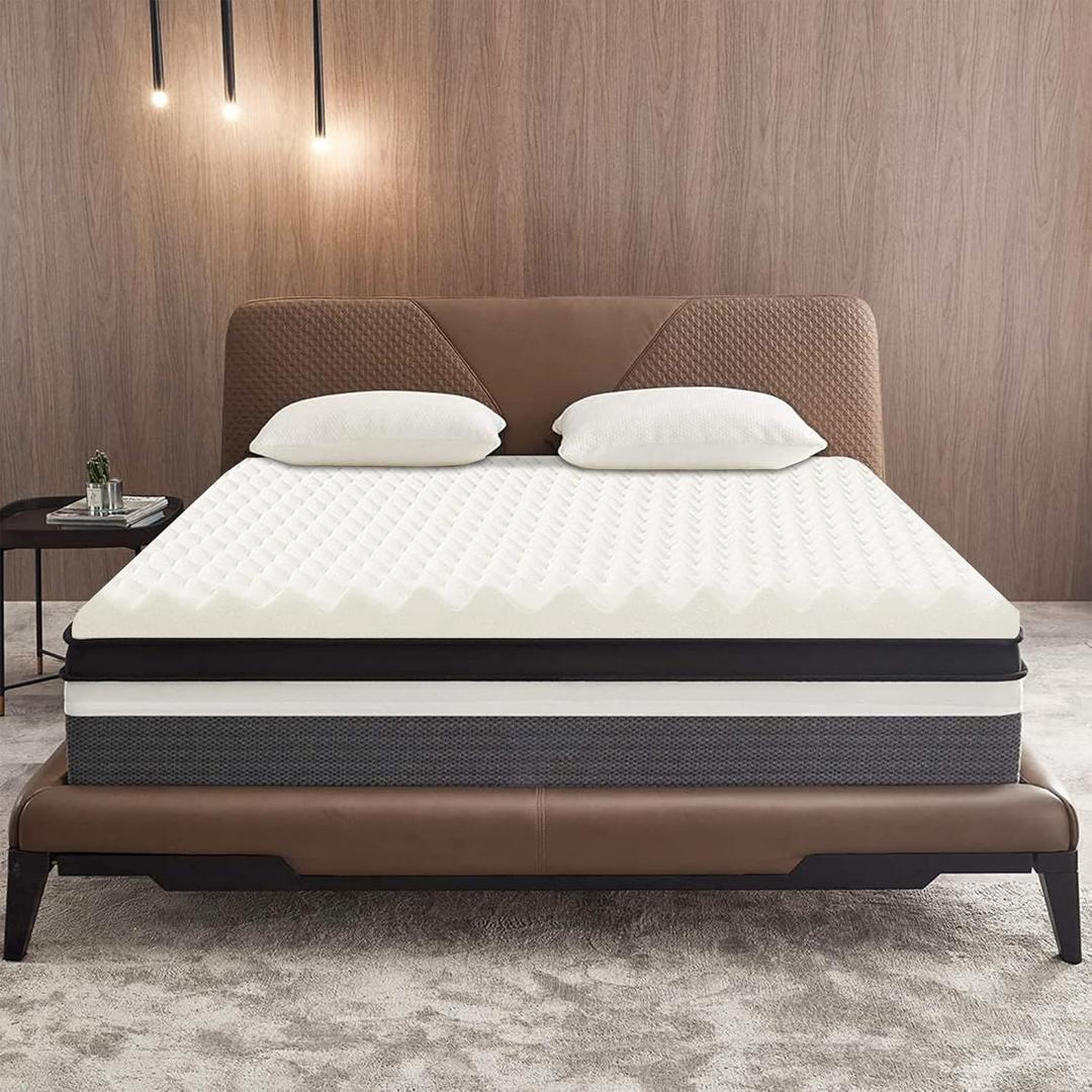Breathable Convoluted Egg Shell Design 2-inch Mattress Topper | Soft Bed Toppers for Back Pain, Orthopedic Support for Better Sleeping, Help Maintain Accurate Posture, Twin, White