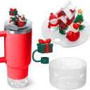 2 x Mity rain Christmas Cup Accessories for Stanley Cup 30oz 40oz,Including Boot, Silicone Straw Topper Cover Cap, Lid Charms for H2.0 Tumbler (Gift Box 30 oz)