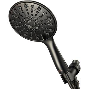 Handheld Shower Head, 6" Oil-Rubbed Bronze Face 6 Spray Setting Shower Head with High Pressure, Brass Swivel Ball Mount and Extra Long Flexible Stainless Steel Hose
