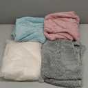 Reginary 4 Pack Fuzzy Blanket 30 x 40'' Waffle Flannel Baby Throw Blankets Warm Nursery & Crib Blankets for Girl & Boy Newborn Infant(Light Blue, Pink, Beige, Gray)