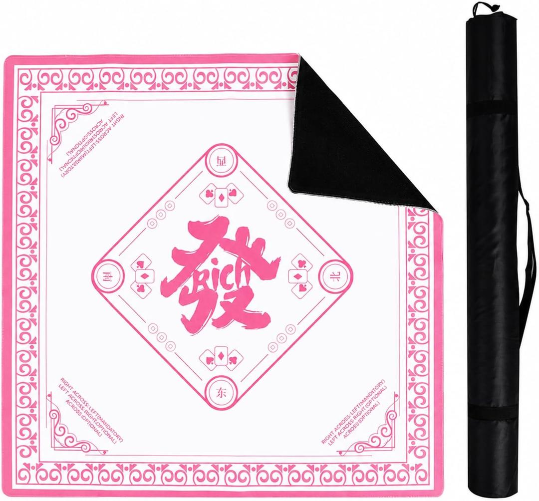 Mahjong Mat for Table, American Mahjong Mat with Printed Rules, 31.5" x 31.5", Anti-Slip, Noise-Reducing Table Cover for Mahjong, Poker, Board Games, Dominoes, and Card Games, 31.5 inches x 31.5 inches x 0.08 inches