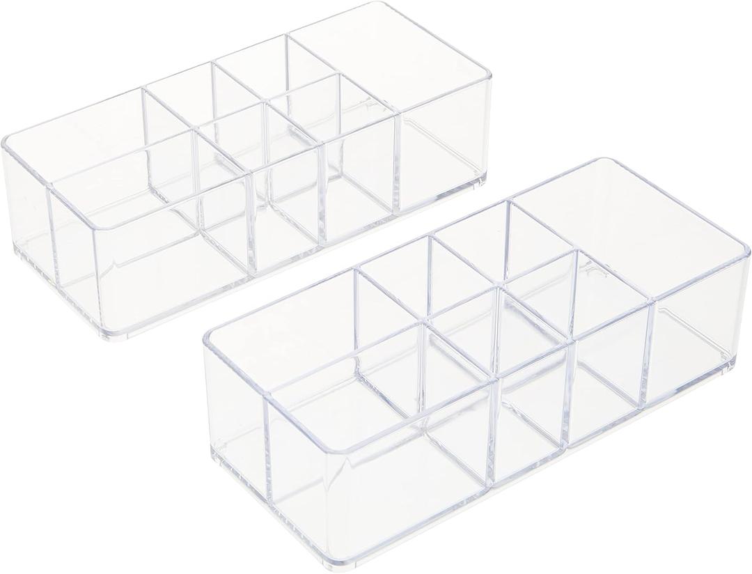 iDesign Divided Bathroom Vanity Organizer, 7.5" x 5.5 x 3.75, Set of 2Clear