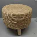 Cpintltr Foot Stool Natural Seagrass Hand Weave Poufs Round Ottoman for Couch Desk Soft Step Stool Padded Foot Rest with Non-Skid Pine Legs for Hallway Office Lounge Natural