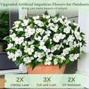 Livole 9 Bundles Artificial Flowers for Outdoors, Realistic Fake Outdoor Flowers Impatiens UV Resistant Artificial Outdoor Flower for Outside Faux Flower Plants for Porch Garden Home Decor, White