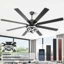 72 Inch Chandelier Ceiling Fans with Lights, Large Modern Ceiling Fan with Remote Control for Living Room Kitchen, Dimmable, 6 Speed Reversible DC Motor, Dual FinishBlack