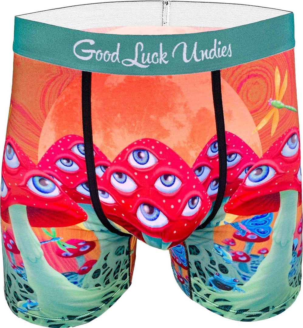 Good Luck Undies Men's Mushrooms Boxer Brief Underwear