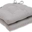 Pillow Perfect Oxford Charcoal Reversible Chair Pad (Set of 2), Grey