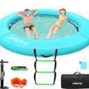 Inflatable Dock Floating Platform, 8FT Inflatable Water Hammock Floating Deck 10FT Round Floating Ring for Adults Tanning Pool Lounger Platform Mat for Beach Lake Party Dock Boat