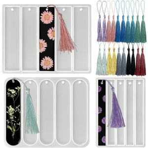 RESINWORLD Set of 3 Shiny Bookmarks Silicone Mold, Bookmark Resin Mold with Tassels, Small Medium Rectangle Bookmark Mold