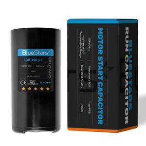 BlueStars 108-130 uf/ MFD 220-250 VAC ±20% Volts Round Start Capacitor 50/ 60 Hz AC Electric Replacement Part - Exact Fit for Single-Phase Electric Motors