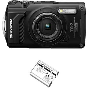 OM SYSTEM OLYMPUS Tough TG-7 Black Underwater Camera, Waterproof, Freeze Proof, High Resolution Bright, 4K Video 44x Macro Shooting (Successor Olympus TG-6) with Li-92B Rechargeable Battery (Silver)