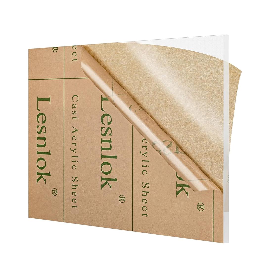 Lesnlok 1 Pieces 16 x 16 Acrylic Sheet 1/4 inch Thick 6mm Clear Plexiglass Sheet, for Sign,Craft, Photo Frame, DIY Display Projects (1, 12" x 16")