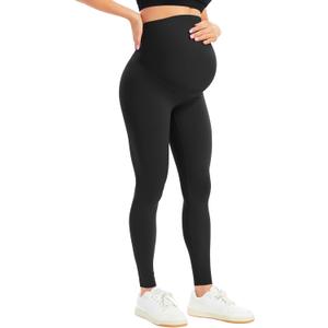 BONVIGOR Women's Maternity Leggings Over The Belly Bump Workout Full Length Leggings Running Active Yoga Pants, M