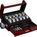 ANWBROAD Watch Box for Men 12 Slots Watch Case with Glass Lid 2 Layers Paint Watch Holder Jewelry and Watch Storage Faux Leather Lining Luxurious Gifts or Men Women UJWB005Y