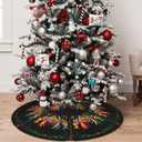 Mexico Rooster Christmas Tree Skirt 36 Inch Mat Funny Party Holiday Festive Decor Supplies for Home Occasion Ornament Decorations