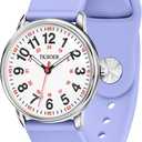 TKIIOER Nurse Watch for Nurse Medical Professionals Students Women Men, 50M Waterproof 12/24 Hour Military Time Luminous Easy Read Dial, Second Hand Watch for Nursing (Light Purple)