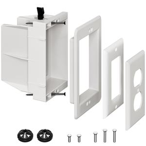 DVFR1W-1 Recessed Outlet Box, Recessed Electrical Box for Wall Mount TV, Outlet Mounting Box for New Construction&Retrofit Projects, Wall Outlet Box with Duplex & Decorator Style Covers,1-Gang
