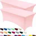 Utopia Kitchen Spandex Tablecloth 5 Pack [6FT, Pink] Tight, Fitted, Washable and Wrinkle Resistant Stretch Table Cloth Rectangle Cover for Trade Show, Weddings & Parties [72Lx30Wx30H Inch]