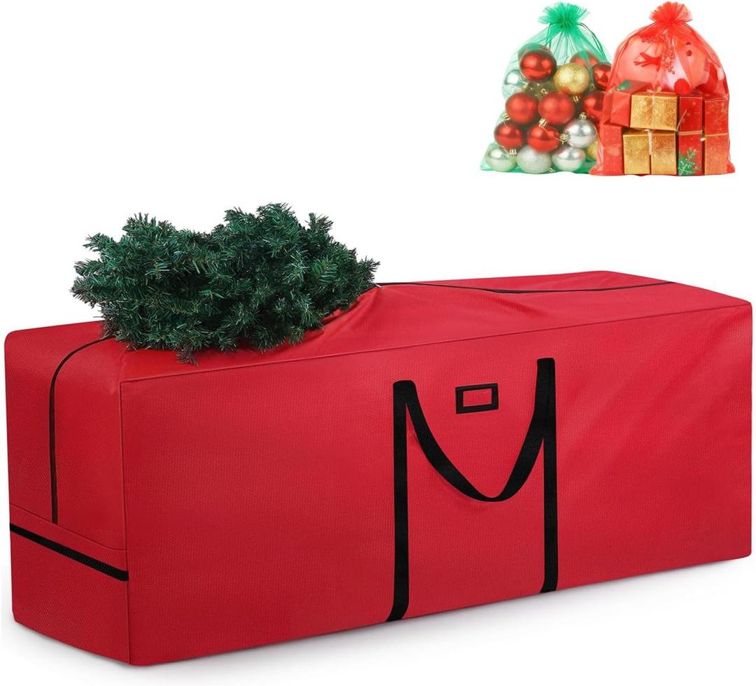 7.5Ft Christmas Tree Storage Bag - Heavy Duty 600D Oxford, Extra Large Capacity with Reinforced Handles & Dual Zipper for Artificial Christmas Trees, Holiday Decorations & Ornaments (Red, 48x15x22in) (48x15x20in)