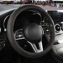 Microfiber Leather Steering Wheel Cover, Breathable, Anti Slip, 13.5 inch to 14 inch, Black