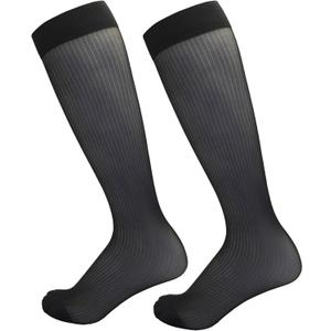 Men's Ultra Thin Business Dress Socks - 93% Nylon with Reinforced Toe - Moisture Wicking (Black)