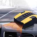 Car Heater, Portable 12V Car Heaters & Defroster, Plug In Car Heater for Windshield Defogger with 360° Rotary Car Heaters (Yellow)