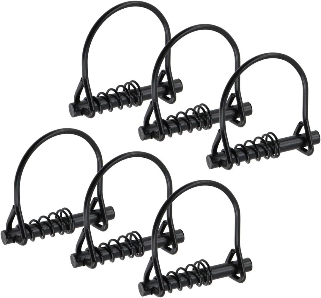 Wire Lock Pin, 1/4" Tiny Coupler Pin Carbon Steel Silent Shaft Heavy Duty Shaft Hitch Pto Round Loop Wire Lock Trailers Pins for Hunting Farm Lawn Garden Stand Ladder,6PCS(Black)