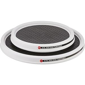 Copco 5220593 Non-Skid Pantry Cabinet Lazy Susan Turntable, 9-Inch and 12-Inch, White/Gray, 2-Pack