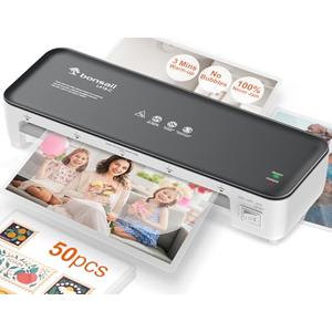 Bonsaii Laminator Machine, 9 Inch Laminators Machine with 50 Laminating Sheets, Laminator with Never Jam Technology for Doc/Posters/Photo, Simple Convenient for Home, Office and School - L418-C Grey