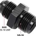 6AN Male to 5/8-18 Inverted Flare Adapter Fitting Connector Aluminum Black, Pack of 2