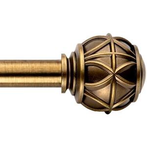 Antique Brass Curtain Rods for Windows 18 to 45 Inches,Adjustable Decorative Drapery Rods,Heavy Duty Curtain Rod with Netted Ball Finials