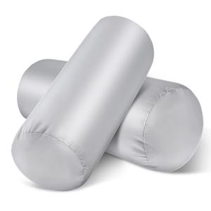 2 Packs Round Neck Pillow Case Covers, 16.1x5.9inch Cervical Neck Roll Pillow Cover Soft Round Pillow Covers with Zipper Bolster Pillowcases Silk Cylinder Pillow Case Covers for Hair & Skin
