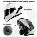 Motorcycle Helmet,Motorcycle Dual Visor Flip up Modular Full Face Helmet JR-815,DOT Approved Motorbike Helmet with 2 Visors for Adults Men Women(S,Glass White-B)