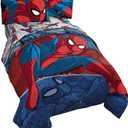 Jay Franco Marvel Spiderman Burst 5 Piece Full Bed Set - Includes Reversible Comforter & Sheet Set - Bedding - Super Soft Fade Resistant Microfiber (Official Marvel Product)