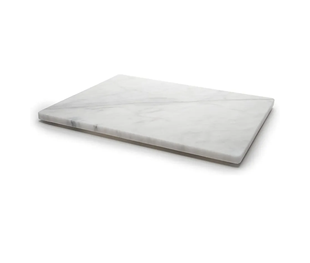 Home Basics Multi-Purpose Pastry Marble Tray Cutting Board Slab With Non-Slip Feet For Stability & Scratch Protection For Countertop. Easy To Clean, Trivet (8 Inches x 12 Inches)