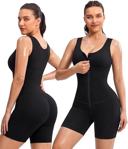 Junlan Sauna Suit Women - Full Body Sleeveless Sauna Jumpsuit with Zipper Waist Trainer (XL)