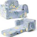 Comfy Toddler Chair and Couch for Kids with Blanket,2-in-1 Soft Plush Fold Out Toddler Couch for Girls and Boys,Convertible Sofa to Lounger for Playroom, Dinosaur (Light Gray)
