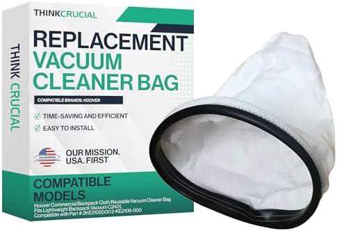 Think Crucial Replacement for Hoover Commercial Backpack Cloth Reusable Vacuum Cleaner Bag Fits Lightweight Backpack Vacuum C2401, Compatible with Part # 2KE2105000 2-KE2105-000