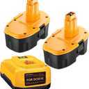 2Pack 5000Ah Replacement for Dewalt 18V Battery Ni-Mh DC9098 DC9096 DC9099 DC970 DW9095 DW9096 DW9098 DW9099 DE9039 DE9096 DE9098 with DC931 Ni-Cad Ni-Mh 18V Battery Charger
