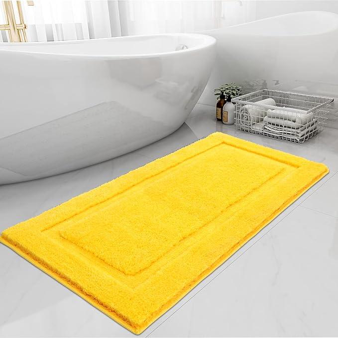 Super Soft Bathroom Rugs Long Bath Mats Runner Non Slip Washable Absorbent Bath Rugs Carpets for Bathroom Floor Tub Shower Vanity Sink Home Decor Accessories, Yellow