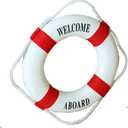 MorroMorn Lifebuoy Wall Hanging Decor - Welcome Aboard Mediterranean Style Home Decoration (Red, 12") (1.80" x 12.00")