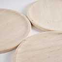 Travertine Tray, 11.8"x0.8" Round Serving Tray for Kitchen and Coffee Table, Bathroom Trays for Counter, Decorative Vanity Trays, Catchall Fruit and Snack, Light Beige Ottoman Tray