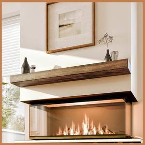 Avana Floating Fireplace Mantle - Mantles for Over Fireplace - Wall Mount Fireplace Mantel Shelves - Handcrafted Natural Wood Fireplace Mantels - Fireplace Mantel 72 Inches x 8 x 3 - Rustic Brown