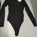 Women Solid Square Collar Bodysuits Long Sleeve Knits Jumpsuits Top Slim Business Bodysuits (One Size, Black)