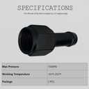 10AN Female to 5/8 Barb Hose Fitting Adapter Straight Swivel Aluminum Black, Pack of 2
